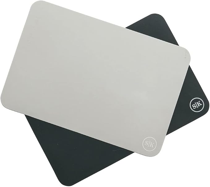 The Silicone Kitchen Silicone Baking Mat, BPA Free, Extra Thick, Quarter Sheet 8 in into 11.75 in, Set of 2, Blue and Gray