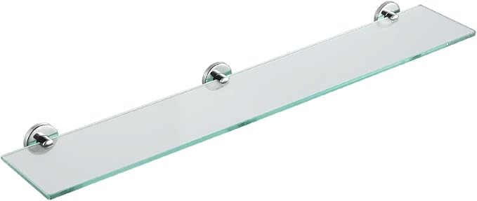 JQK Bathroom Glass Shelf Chrome, Tempered Glass Shower Storage 30 by 5 inches, 304 Stainless Steel Polished Chrome Wall Mount, TGS101L30-CH