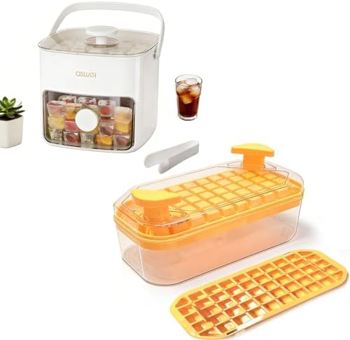 Plastic Ice Cube Trays with Bin and Scoop for Freezer+ Ice Cube Tray