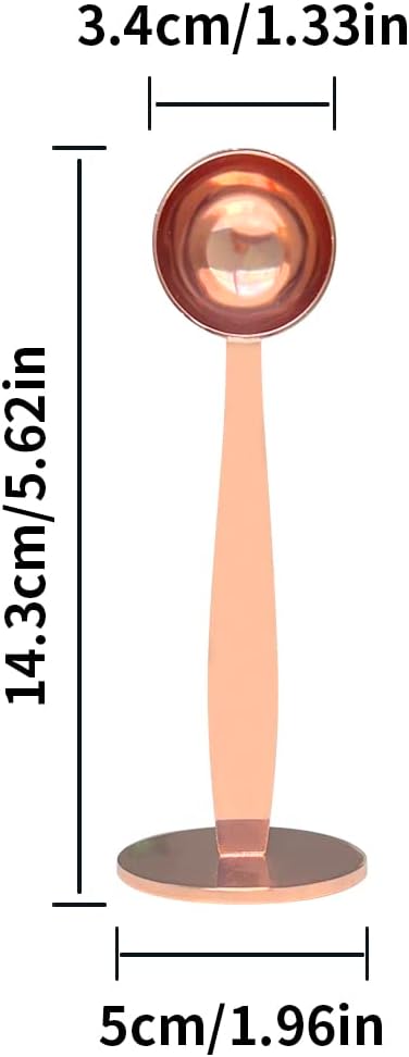 2-in-1 Coffee Scoops, 304 Stainless Steel Tablespoon Measure Spoon, with Pressed Bottom for Coffee Bean Press Coffee Grinding Pressing（Rose Gold15 ml）