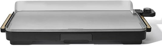 Electric Griddle 12x22 Inch with Backsplash, Nonstick Cooking Surface, Adjustable Temperature Control (Black Sesame)