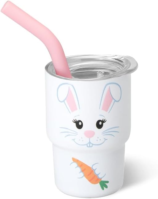Swig Life Swig Shots Insulated Tumbler 2oz, Stainless Steel Mini Tumbler with Lid and Silicone Straw, Double Wall & Vacuum Sealed, Mini Tumblers for Shots (Easter Bunny)