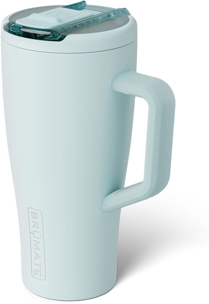 BrüMate Era Flip 30oz Tumbler with 100% Leakproof Covered Straw Lid | Hygienic Covered Straw | Insulated Stainless Steel Water Bottle with Handle | Cup Holder Friendly | BPA-Free (Blue Agave)