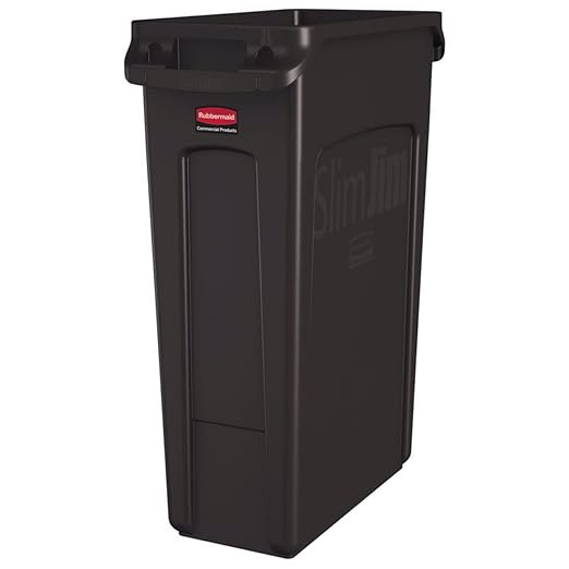 Rubbermaid Commercial Products Slim Jim Plastic Rectangular Trash/Garbage Can/Bin with Venting Channels, 23 GAL, Brown, for Kitchens/Classrooms/Offices/Back of House