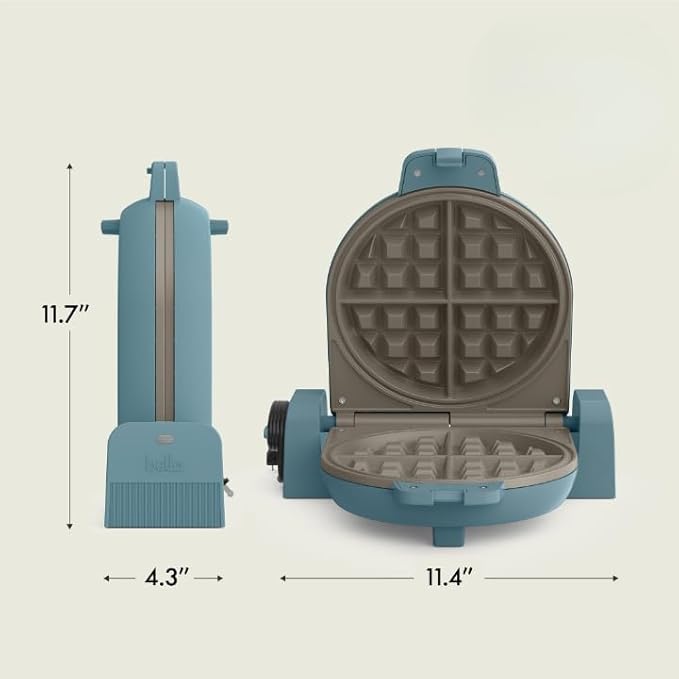 bella Flip-n-Store Waffle Maker, EverGood™ Ceramic Nonstick Coating, Fits-anywhere™ Kitchenware, Power Indicator Light & Touch Handle, 7” Wide & 1" Deep Plates, 1000 Watt, Surf