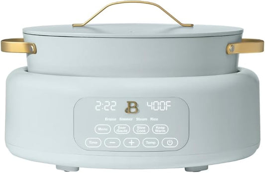 10-in-1 Electric Multi-Cooker, 6 Quart Programmable Cooking Pot with Digital Display, Nonstick Interior, One-Touch Controls, Multi-Function Kitchen Appliance (Hydrangea)