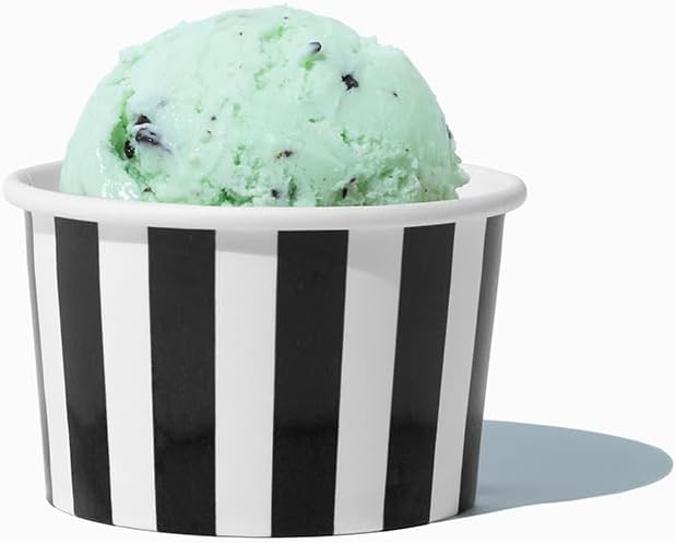 UNIQ 1000-Count 4 oz Striped Paper Ice Cream Cups Black Color | Perfect for Halloween, Disposable Dessert Bowls | Frozen Dessert Supplies