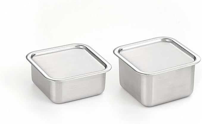 CuBE Small 2PCS Set 600ml 400ml Stainless Steel Food Storage Containers With Lids and a Net Kitchen Appliances Dishwasher Safe Premium South Korea