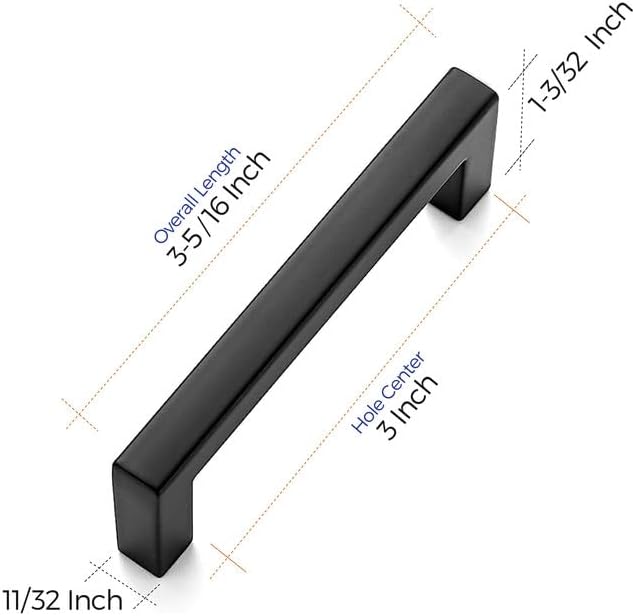 Ravinte 20 Pack Solid 3 Inch Center to Center Slim Square Bar Drawer Handles Kitchen Cabinet Handles Black Drawer Pulls Kitchen Cabinet Hardware Kitchen Handles Matte Black Cabinet Pulls