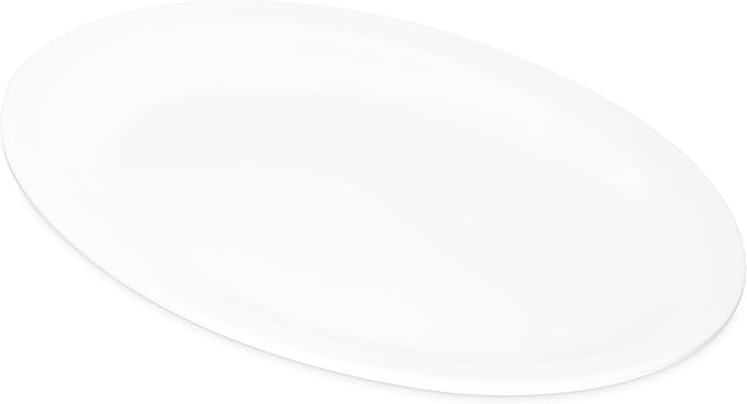Carlisle FoodService Products Kingline Plastic Oval Platter Oval Tray for Home and Restaurant, Melamine, 12 x 9 Inches, White