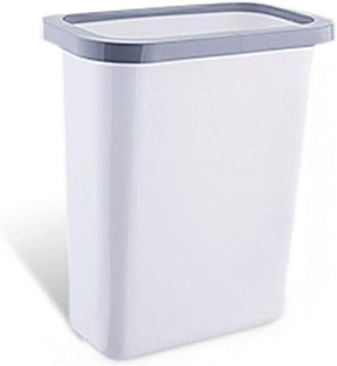 Garbage Cans Hanging Waste Bin Under Kitchen Sink,Plastic Dustbins Over Cabinet Door with Top Ring to Fix Garbage Bag Basket(White)
