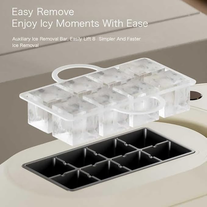 Compact Portable Ice Maker - Quick 8 Cubes in 10 Min, Ideal for Home, Office, Camping & Parties, Easy to Clean, Energy-Efficient & Quiet Operation