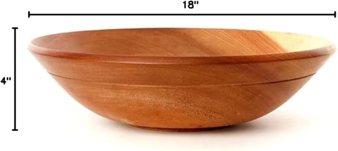 Dining & Entertaining, Wood Bowl, Serve Salad or Pasta, Countertop Fruit Bowl, Family Dinner, Party, Holidays, Thaksgiving, Handcarved, Rustic, Mahogany, Varies Beige to Brown, Jumbo 18" Wide
