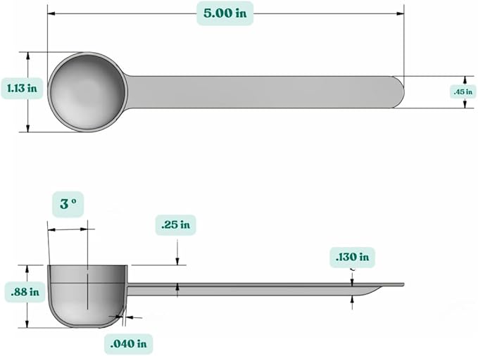 2 Teaspoon (2/3 Tablespoon | 10 mL) Long Handle Rounded Scoop for Measuring Coffee, Pet Food, Grains, Protein, Spices and Other Dry Goods (Pack of 100)