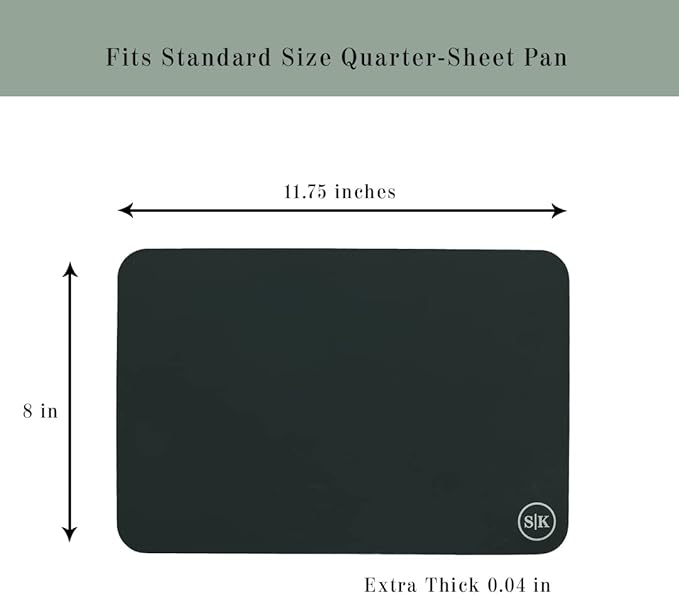 The Silicone Kitchen Silicone Baking Mat, BPA Free, Extra Thick, Quarter Sheet 8 in into 11.75 in, Set of 2, Blue and Gray