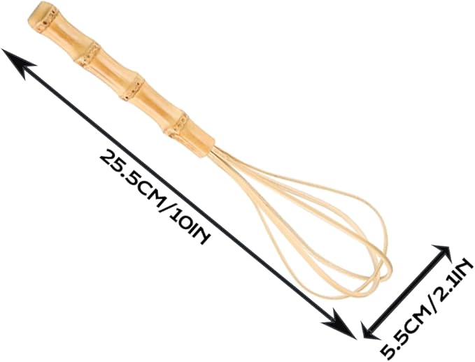 Handmade Wooden Whisks for Cooking - 10In Natural Bamboo Whisk, Kitchen Whisk for Whisking, Beating, Blending, Frothing & Stirring (10 Inches)