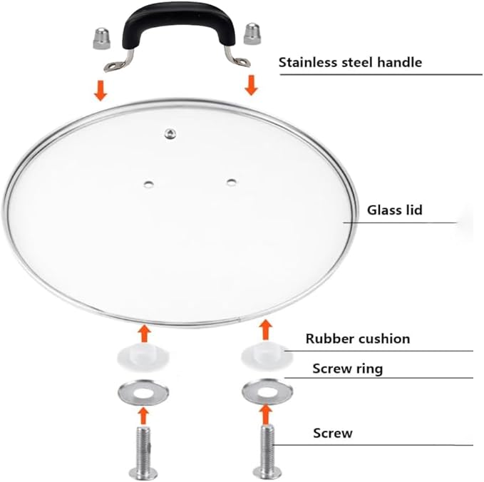 10.25 Inch Tempered Glass Lid for Lodge 10.25" Cast Iron Skillets & 5QT Dutch Ovens -Stainless Steel Handle and Rim (10.25 INCH LID)