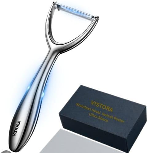 Vegetable Peeler, Stainless Steel Peeler for Kitchen, Apple Peeler Smooth Curved Handle, Double Blades, Ultra Sharp, Fruits & Veggie Peeler, Non Rustic and Non Toxic, Y Shap Kitchen Aid Peeler