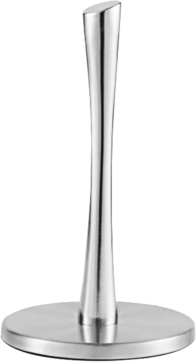 Paper Towel Holder countertop, Free-Standing Kitchen roll Holder for Kitchen Bathroom, Paper Towel Holder Stand Dispenser with Stainless Base Fits Standard (Silver)