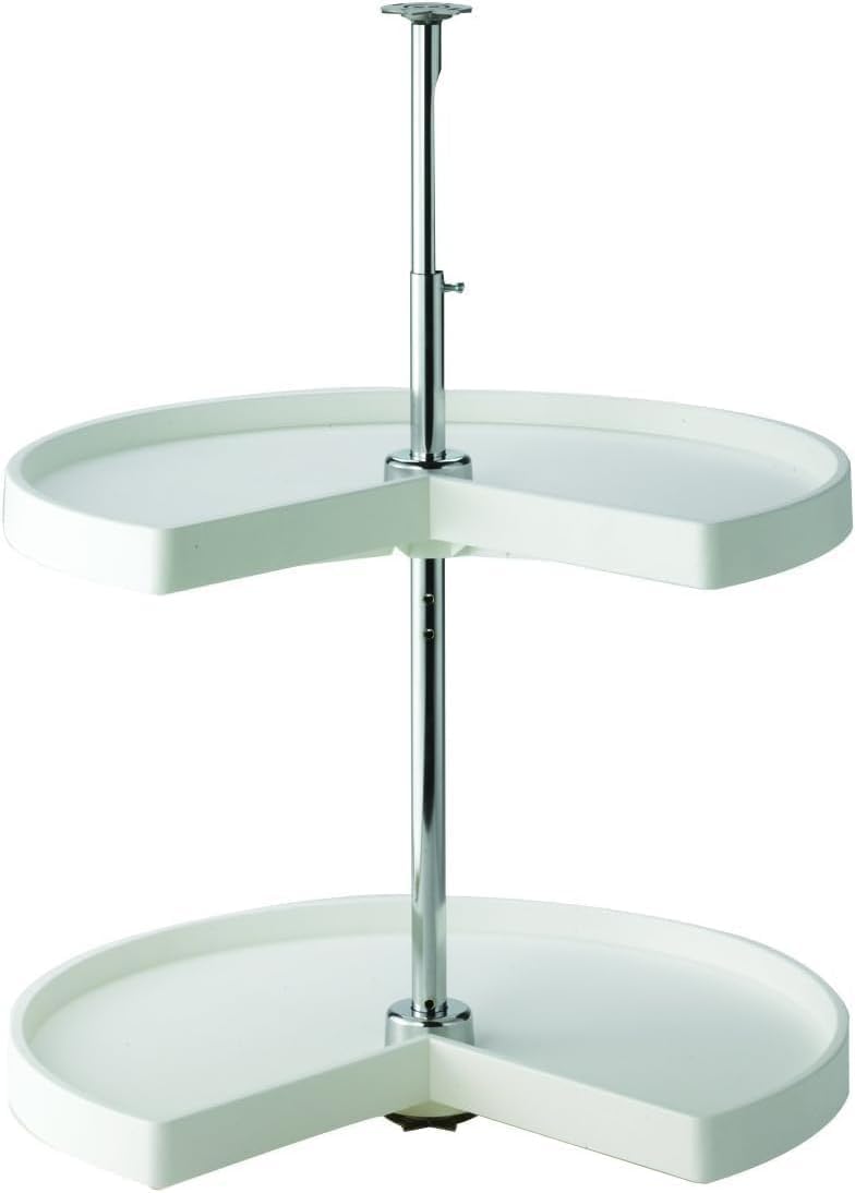 KV Lazy Susan Kidney Shaped 2 Polymer Shelves 24" (Set) White