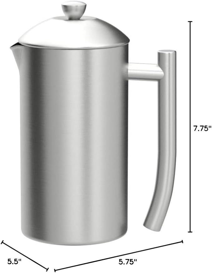 Frieling Double-Wall Stainless Steel Coffee Press - 17 oz - Insulated French Press Coffee Maker for Camping & Travel - Non Plastic Design