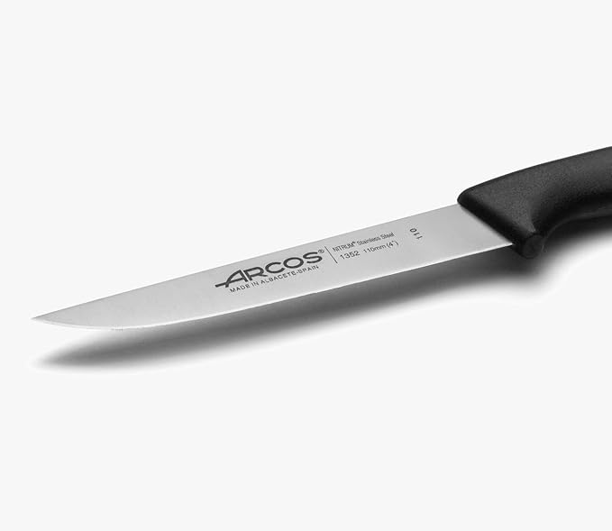 Arcos Vegatable Knife 4 Inch Stainless Steel. Professional Vegetable Knife for Peeling Fruits and Vegetables. Ergonomic Polyoxymethylene Handle and 110 mm Blade. Series Niza. Color Black