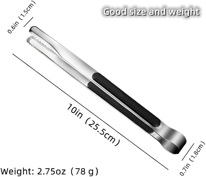 3-Piece Stainless Steel BBQ Tongs Set - Heavy Duty Food Tongs for Korean Barbecue, Grilling, Kitchen, Serving with Secure Grip (2 Black, 1 Red)