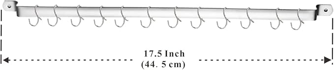 Kyraton Kitchen Utensil Rail Organizer - Wall Mounted Gourmet Rack With 14 Hooks for Hanging Knives, Mugs, Spatulas, Pots and Utensils
