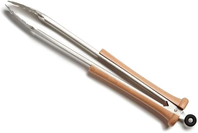 Baseball BBQ | 'Splitfinger' Grill Tongs | BBQ Grilling Accessories & Utensils for Baseball Fans | Patented Wooden Bat Handle & Quality Stainless Steel | Add to Set