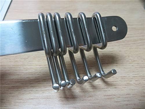Stainless Steel Kitchen Utensil Racks Holder Hanging Rail Organize Pots Pans Kitchen Knife Gadgets On Wall Mounted Hanger Bar Rail Under Cabinet Shelf (6 Hook,17")