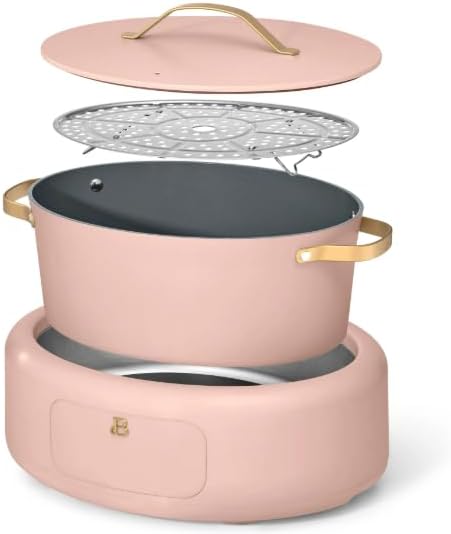 10-in-1 Electric Multi-Cooker, 6 Quart Programmable Cooking Pot with Digital Display, Nonstick Interior, One-Touch Controls, Multi-Function Kitchen Appliance (Rose)