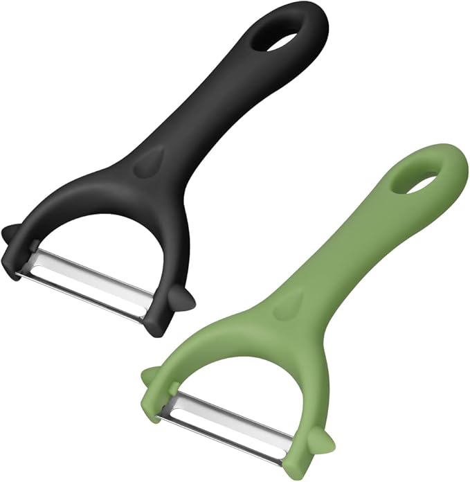 AUAUY 2PCS Potato Peeler, Y-Shaped Swivel Vegetable Peeler, Fruit Peeler for Kitchen, Non-Slip Grip Peeler, Ergonomic Handle Sharp Blade Stainless Steel Peeler（Green, Black）