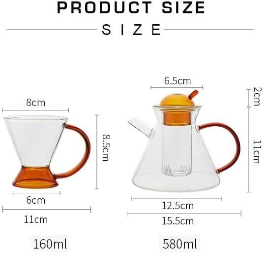 Water Pitcher Nordic Tea Cups Set Heat Resistant Glass Tea Water Pot With Coffee Tea Heating Cold Kettle Filter Baskets Mug Teapot Teacup Glass Pot