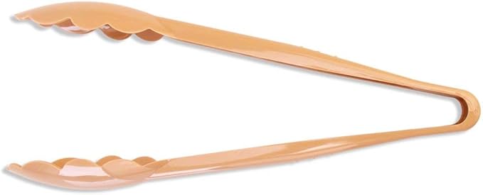 New Star Foodservice 35629 Utility Tong, High Heat Plastic, Scalloped, 9 inch, Set of 12, Beige