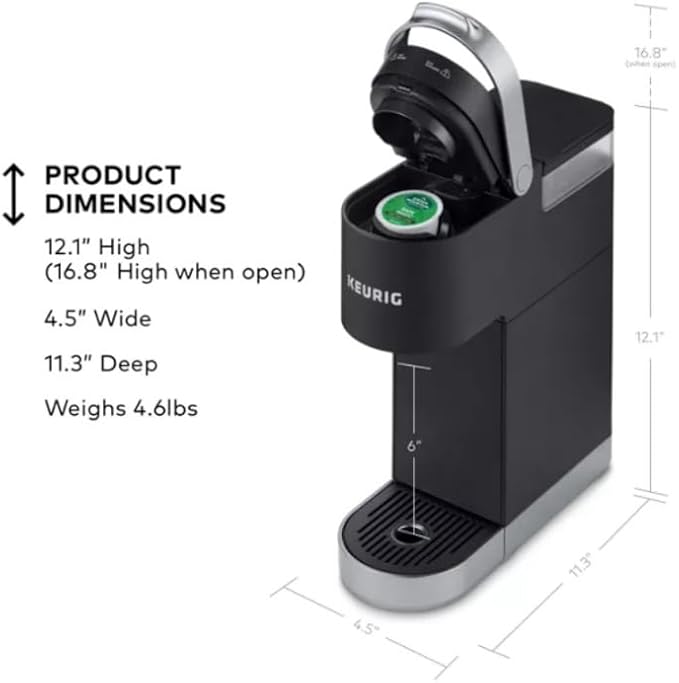 Keurig K-Mini Plus Single Serve Coffee Maker, with 5-inch Brewer, 6 to 12 Pounds Brew Size, K-Cup Pod and Cord Storage (Black)