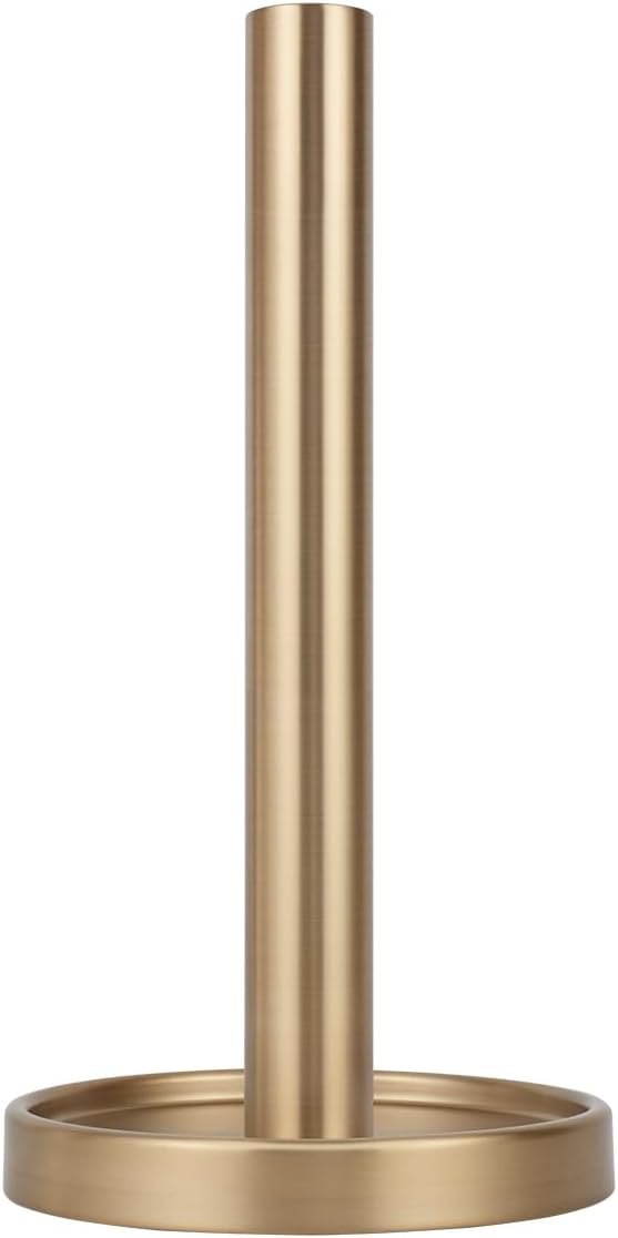 Ivilon Countertop Paper Towel Stand - Steady and Easy Tear - Fits All Paper Towel Rolls - Warm Gold