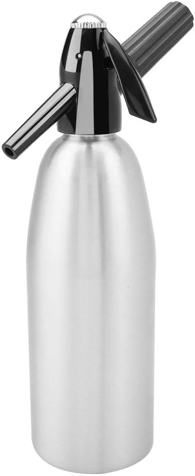 Raguso Soda Bottle Fashionable Attractive Alloy Soda Syphon Bottle Seltzer Portable Siphon Carbonated Seltzer Water Maker With Pressure Regulator for Mojitos Cocktails Juice Drinks(Silver) Sodamaker