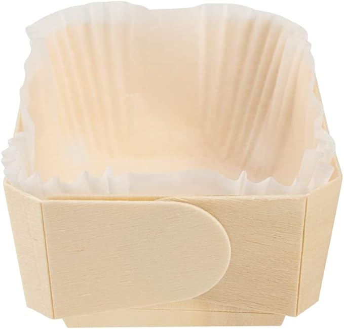 Restaurantware Taipei 17 Ounce Wooden Baking Molds 100 Oven Ready Disposable Loaf Pans - With Paper Liners Greaseproof Wood Containers For Baking For Banana Bread Meatloaf And More