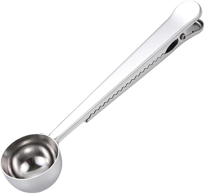 Coffee Scoop, Stainless Steel Silver Multi Function Measuring Spoon, Great Measuring Coffee, Tea, Protein Powder, Instant Drinks, Perfect Coffee Spoon Bag Clip