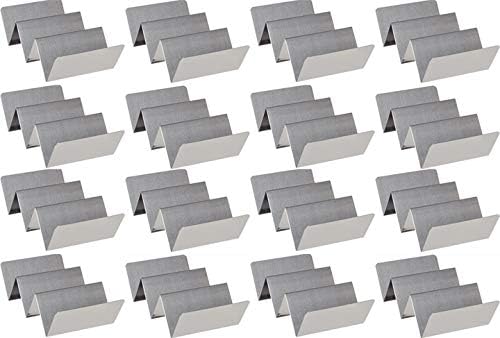 Set of 16 Metal Taco Holders - Stainless Steel Taco Trays- Dishwasher, Oven, and Grill Safe - Great for Sandwiches and Hotdogs too (16)
