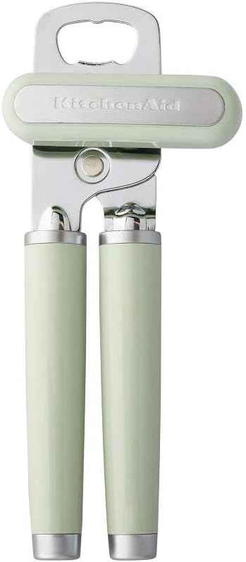 KitchenAid Classic Multifunction Can Opener and Bottle Opener Easy to Use, Razor Sharp Stainless Steel Cutting Wheel, Soft Ergonomic Handles, Pistachio