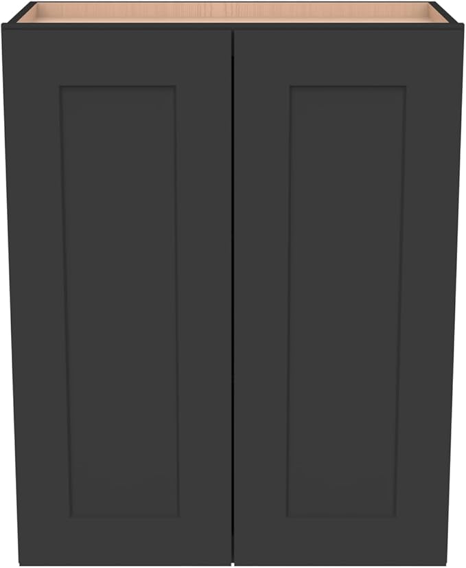 Wall-Mounted Cabinet – Solid Wood Shaker Style Medicine Cabinet with Adjustable Shelves & Soft-Close Doors for Bathroom, Kitchen, and Office Storage (Charcoal Black, 39" W x 12" D x 36" H)