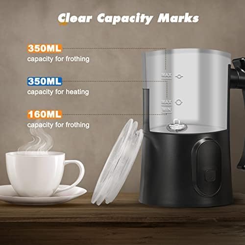 Automatic Milk Frother 4-in-1 Electric Milk Steam Machine 350ml Hot and Cold Mousse Chocolate Maker Latte Coffee Cappuccino Macchiato Automatic Heating Machine (Black)