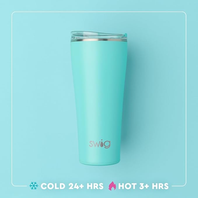 Swig Life 32oz Insulated Tumbler, Travel Coffee Tumbler with Lid, Cup Holder Friendly Travel Coffee Mug, Stainless Steel with Lid (Bride to Be)