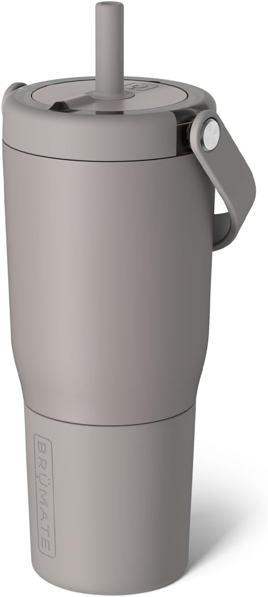 BrüMate Resa 25oz 100% Leakproof Travel Tumbler with Handle & Straw | Flexible SoftSip Straw | Silicone Sleeve for Durability | Stainless Steel | Cup Holder & Travel Friendly Water Bottle | (Mocha)