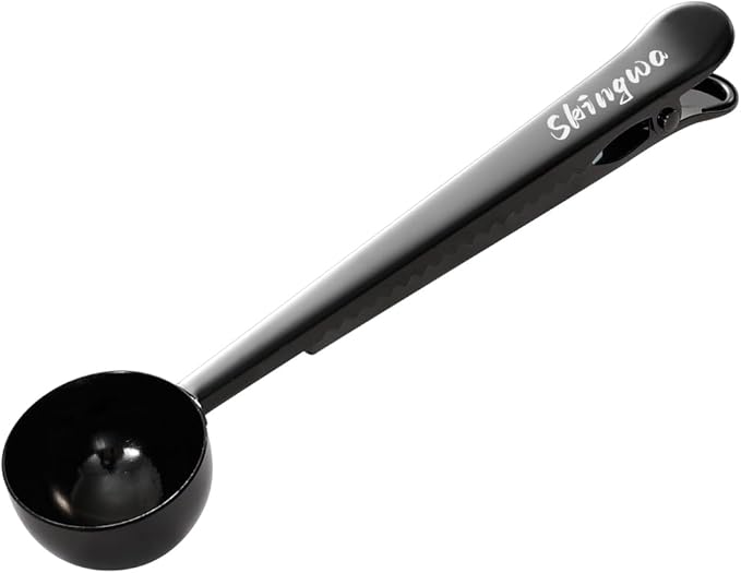 Coffee Scoop with Bag Clip, Multi-Function Milk Powder Measuring Spoon, 20ml (Black)