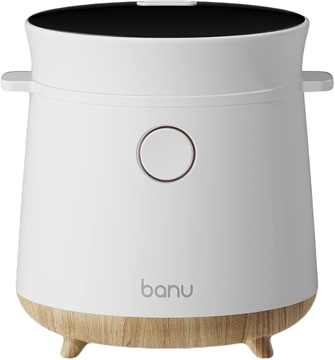 BANU Small Mini Rice Cooker Low Carb, Reduce Sugar, Keto Friendly 3 Cups Standard Capacity, 1 Cup Low-Carb Mode, Keep Warm 24 Hours Preset For White, Brown Rice, Soup, Cake (WHITE)