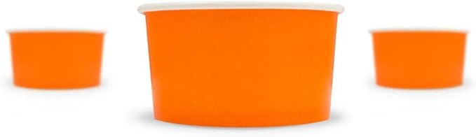 UNIQ 1000-Count 4 oz Paper Ice Cream Cups Orange Color | Perfect for Halloween, Holidays & Parties | Small Disposable Food & Dessert Bowls | Frozen Dessert Supplies