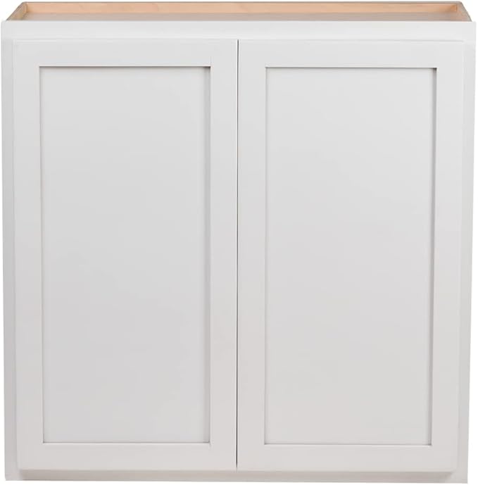 Quicklock RTA (Ready-to-Assemble) 42" Tall Wall Kitchen Cabinets - Shaker Style | 100% Hardwood | Made in America | Soft Close Hardware (12" D x 33" W x 42" H, Pure White)