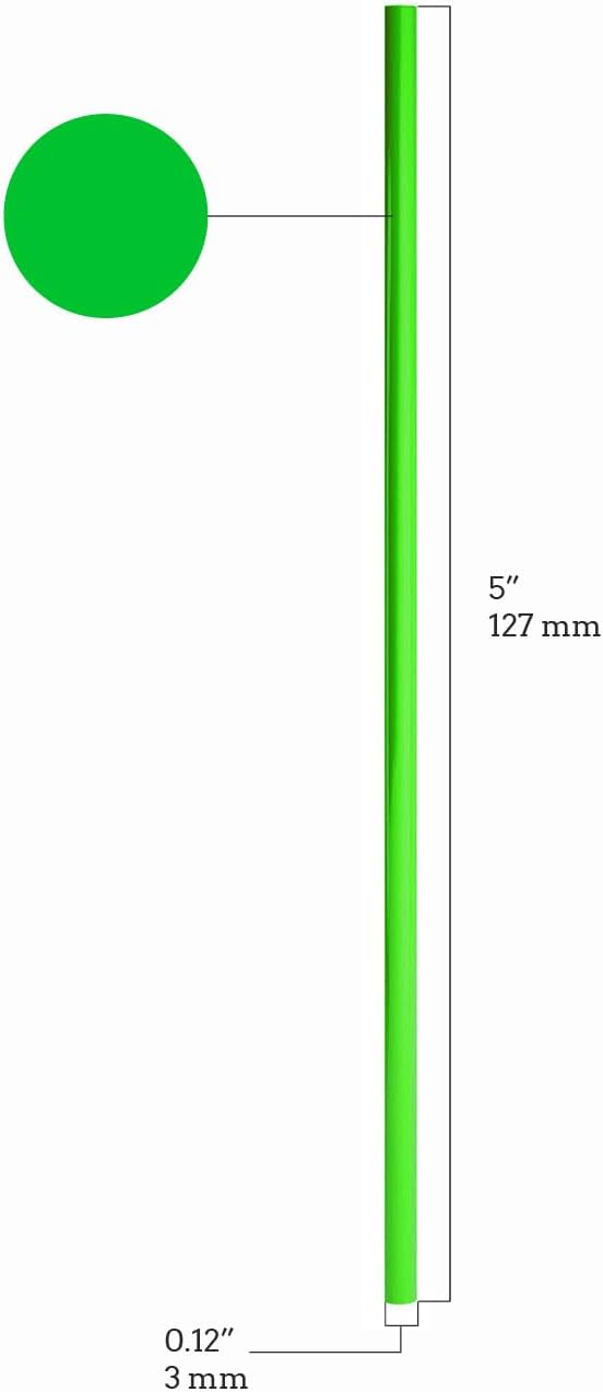 Disposable Plastic Coffee Stirrer Straw - 5 Inch Sip Stir Stick (Green, 1000)